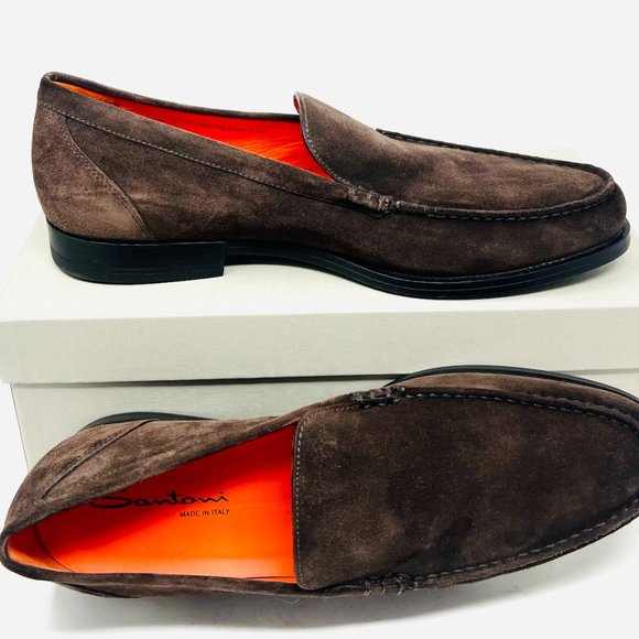 Santoni Faith Suede Loafers Dark Men\'s Shoes main image 4